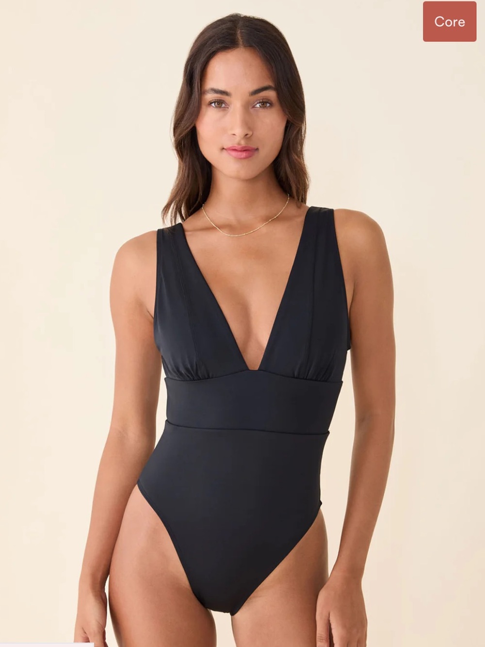 Andie Black Deep V One-Piece Swimsuit